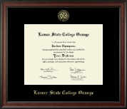 Lamar State College Orange diploma frame - Gold Embossed Diploma Frame in Studio
