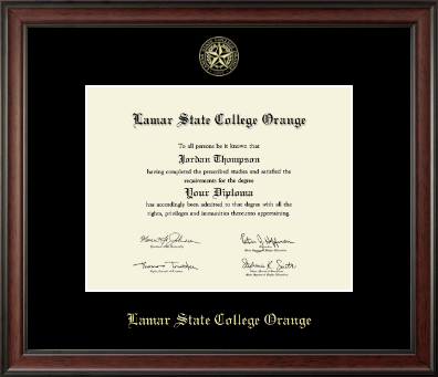 Lamar State College Orange diploma frame - Gold Embossed Diploma Frame in Studio