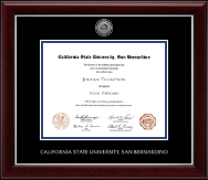 California State University San Bernardino Silver Engraved Medallion Diploma Frame in Gallery Silver