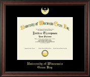 University of Wisconsin Green Bay Gold Embossed Diploma Frame in Studio