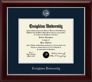 Creighton University diploma frame - Silver Embossed Diploma Frame in Gallery Silver