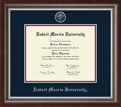 Robert Morris University in Pennsylvania diploma frame - Silver Embossed Diploma Frame in Devonshire