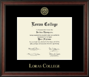 Loras College Gold Embossed Diploma Frame in Studio