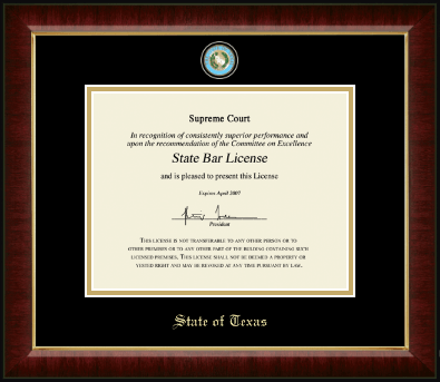 State of Texas certificate frame - Masterpiece Medallion Certificate Frame in Murano