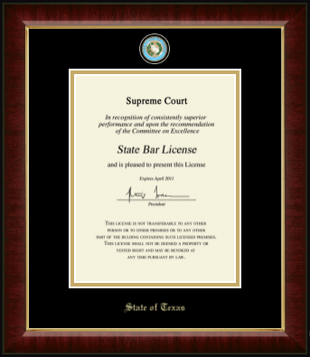 State of Texas certificate frame - Masterpiece Medallion Certificate Frame Vertical in Murano