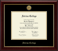 Adrian College Gold Engraved Medallion Diploma Frame in Gallery