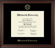 Whitworth University Gold Embossed Diploma Frame in Studio