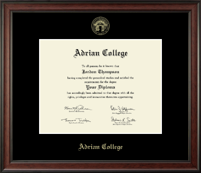 Adrian College diploma frame - Gold Embossed Diploma Frame in Studio