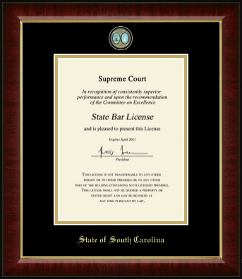 State of South Carolina certificate frame - Masterpiece Medallion Certificate Frame in Murano