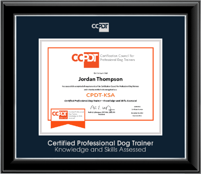 Certification Council for Professional Dog Trainers certificate frame - Silver Embossed CPDT-KSA Certificate Frame in Onyx Silver