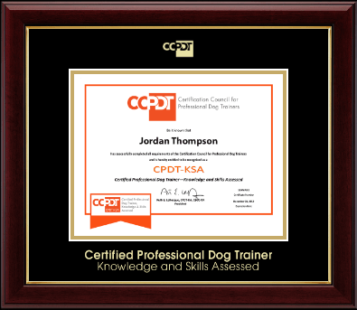 Certification Council for Professional Dog Trainers certificate frame - Gold Embossed CPDT-KSA Certificate Frame in Gallery
