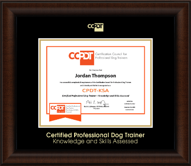 Certification Council for Professional Dog Trainers certificate frame - Gold Embossed CPDT-KSA Certificate Frame in Lenox