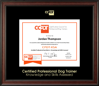 Certification Council for Professional Dog Trainers certificate frame - Gold Embossed CPDT-KSA Certificate Frame in Studio