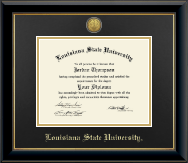 Louisiana State University diploma frame - Gold Engraved Medallion Diploma Frame in Onyx Gold
