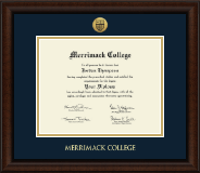 Merrimack College Gold Engraved Medallion Diploma Frame in Lenox
