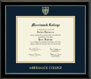 Merrimack College Gold Embossed Diploma Frame in Onyx Gold