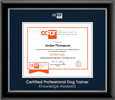 Certification Council for Professional Dog Trainers certificate frame - Silver Embossed CPDT-KA Certificate Frame in Onyx Silver