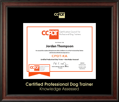 Certification Council for Professional Dog Trainers certificate frame - Gold Embossed CPDT-KA Certificate Frame in Studio