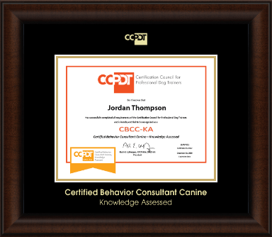 Certification Council for Professional Dog Trainers certificate frame - Gold Embossed CBCC-KA Certificate Frame in Lenox