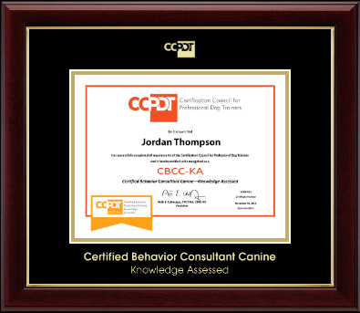 Certification Council for Professional Dog Trainers certificate frame - Gold Embossed CBCC-KA Certificate Frame in Gallery