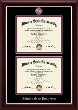 Illinois State University Masterpiece Medallion Double Diploma Frame in Gallery Silver