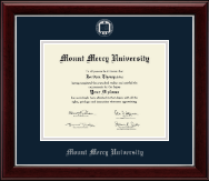 Mount Mercy University Silver Embossed Diploma Frame in Gallery Silver