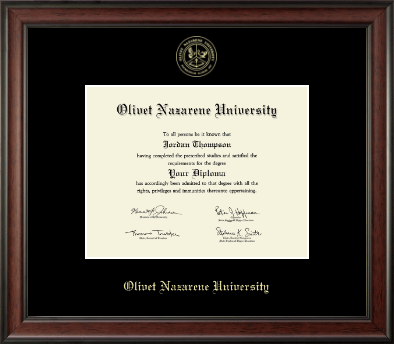 Olivet Nazarene University diploma frame - Gold Embossed Diploma Frame in Studio