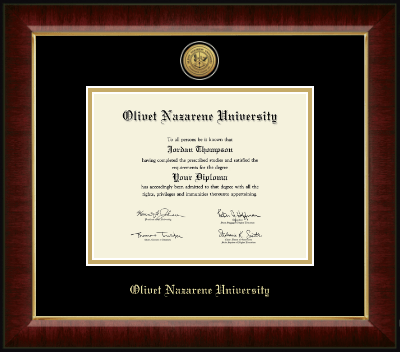 Olivet Nazarene University diploma frame - Gold Engraved Medallion Diploma Frame in Murano