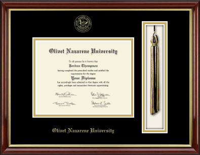 Olivet Nazarene University diploma frame - Tassel & Cord Diploma Frame in Southport Gold