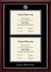 Capital University Masterpiece Medallion Double Diploma Frame in Gallery Silver