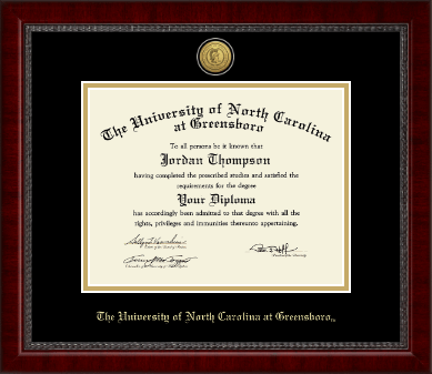 The University of North Carolina Greensboro diploma frame - Gold Engraved Medallion Diploma Frame in Sutton