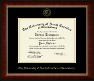 The University of North Carolina Greensboro Gold Embossed Diploma Frame in Murano