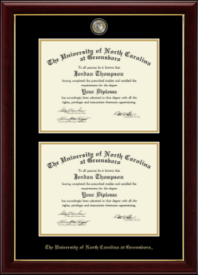 The University of North Carolina Greensboro diploma frame - Masterpiece Medallion Double Diploma Frame in Gallery