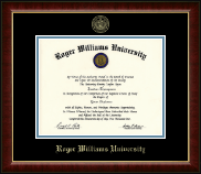 Roger Williams University Gold Embossed Diploma Frame in Murano