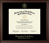 University of North Texas Health Science Center Gold Embossed Diploma Frame in Studio