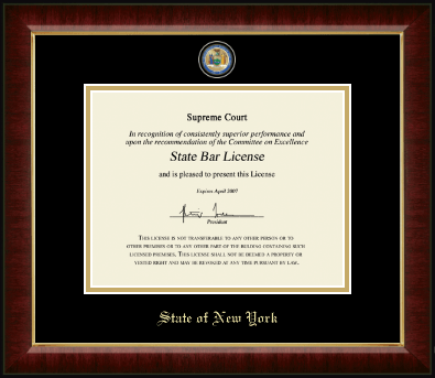 State of New York certificate frame - Masterpiece Medallion Certificate Frame in Murano