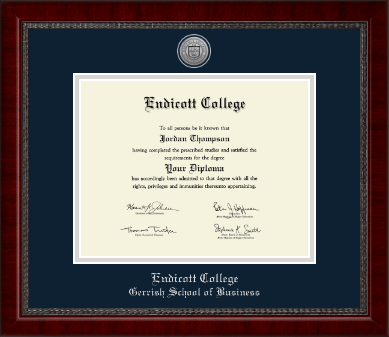 Endicott College diploma frame - Silver Engraved Medallion Diploma Frame in Sutton