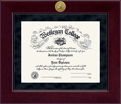 Wesleyan College Georgia diploma frame - Millennium Gold Engraved Diploma Frame in Cordova