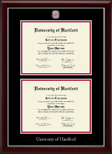 University of Hartford Masterpiece Medallion Double Diploma Frame in Gallery Silver