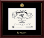 Wesleyan College Georgia Gold Engraved Medallion Diploma Frame in Gallery