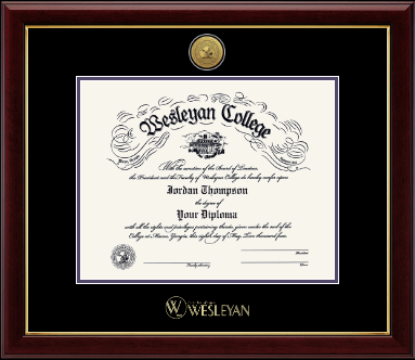 Wesleyan College Georgia diploma frame - Gold Engraved Medallion Diploma Frame in Gallery