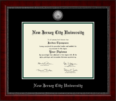 New Jersey City University diploma frame - Silver Engraved Medallion Diploma Frame in Sutton