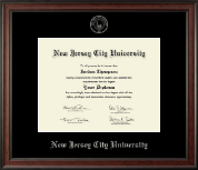New Jersey City University Silver Embossed Diploma Frame in Studio