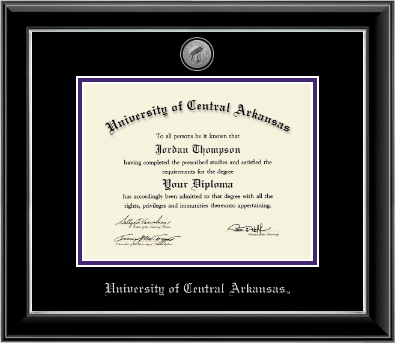 University of Central Arkansas diploma frame - Silver Engraved Medallion Diploma Frame in Onyx Silver