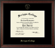 Scripps College Gold Embossed Diploma Frame in Studio