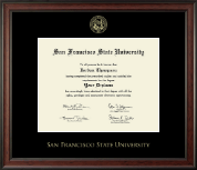San Francisco State University Gold Embossed Diploma Frame in Studio