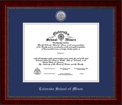 Colorado School of Mines diploma frame - Silver Engraved Medallion Diploma Frame in Sutton