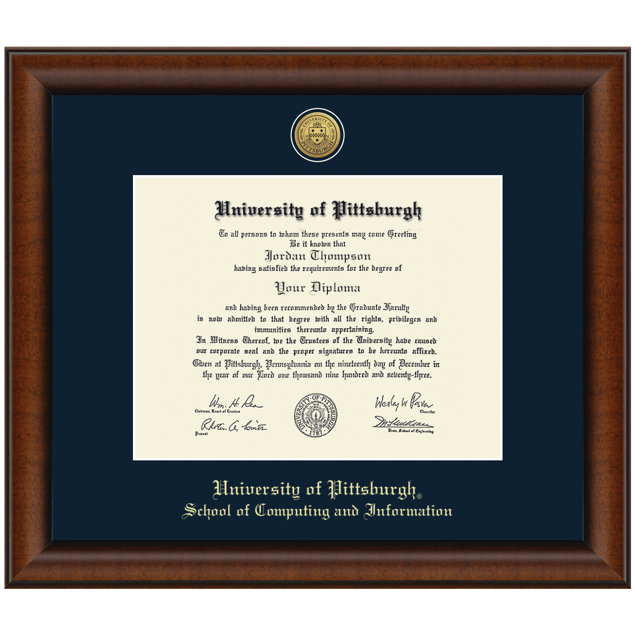 Gold Engraved Medallion Diploma Frame in Austin University of
