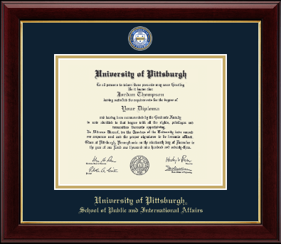 University of Pittsburgh diploma frame - Masterpiece Medallion Diploma Frame in Gallery