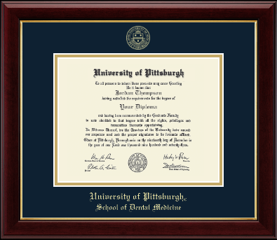 University of Pittsburgh diploma frame - Gold Embossed Diploma Frame in Gallery